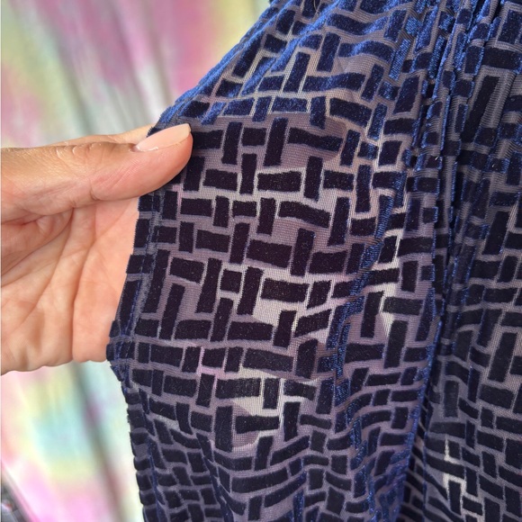 Susan Graver Midnight Blue Textured Burnout Lightweight Velour Vest Kimono Large - Picture 5 of 9